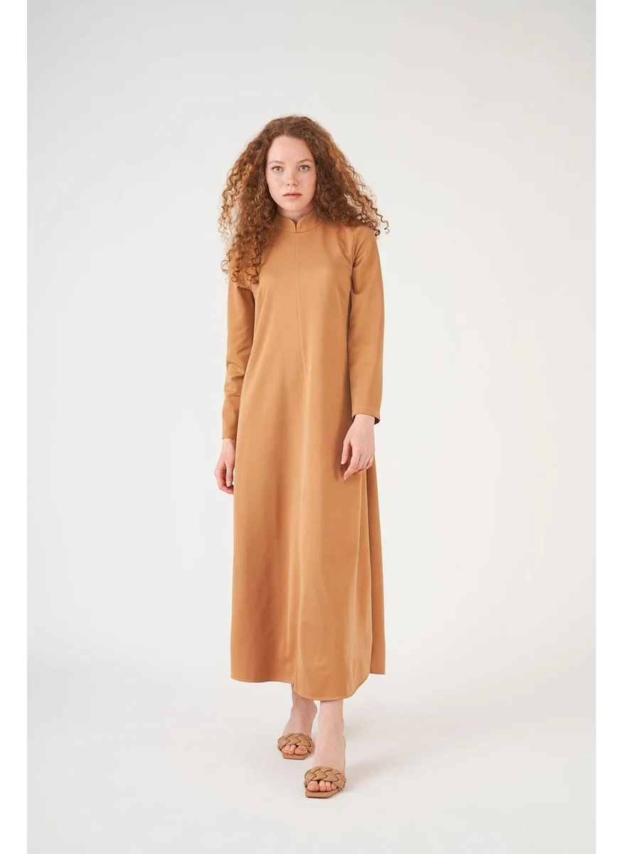 Mevra Front Stitched Dress Camel