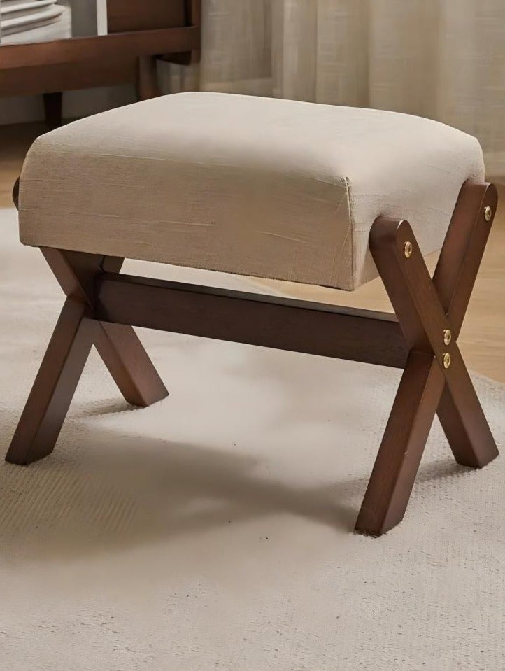 WALALLA Small Ottoman Footstool with Wooden Legs, Upholstered Footstool, Low Stool, Modern Rectangular Entryway Step Stool for Living Room, Couch, Desk - Image 1