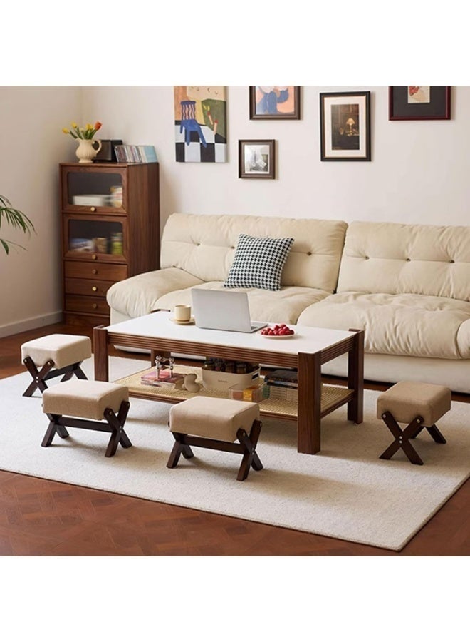 WALALLA Small Ottoman Footstool with Wooden Legs, Upholstered Footstool, Low Stool, Modern Rectangular Entryway Step Stool for Living Room, Couch, Desk - Image 4
