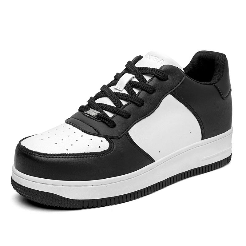 Li Xiao Gao Air Force One Invisible Inner Heightening Panda White Shoes Genuine Leather Small Thick-Soled Versatile Sneakers - Image 4