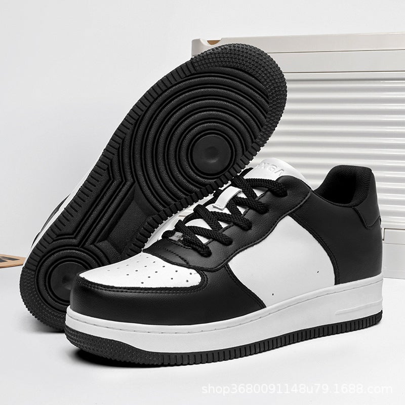 Li Xiao Gao Air Force One Invisible Inner Heightening Panda White Shoes Genuine Leather Small Thick-Soled Versatile Sneakers - Image 3