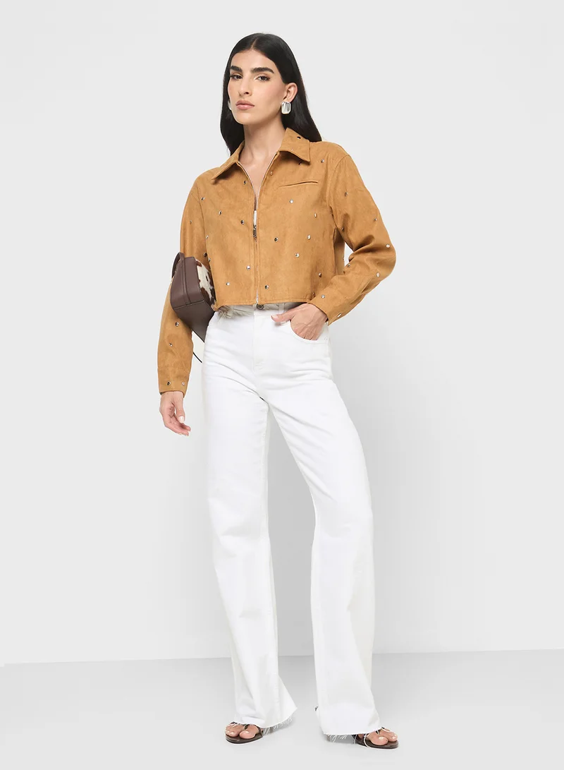 ELLA Emebllished Zipper Jacket