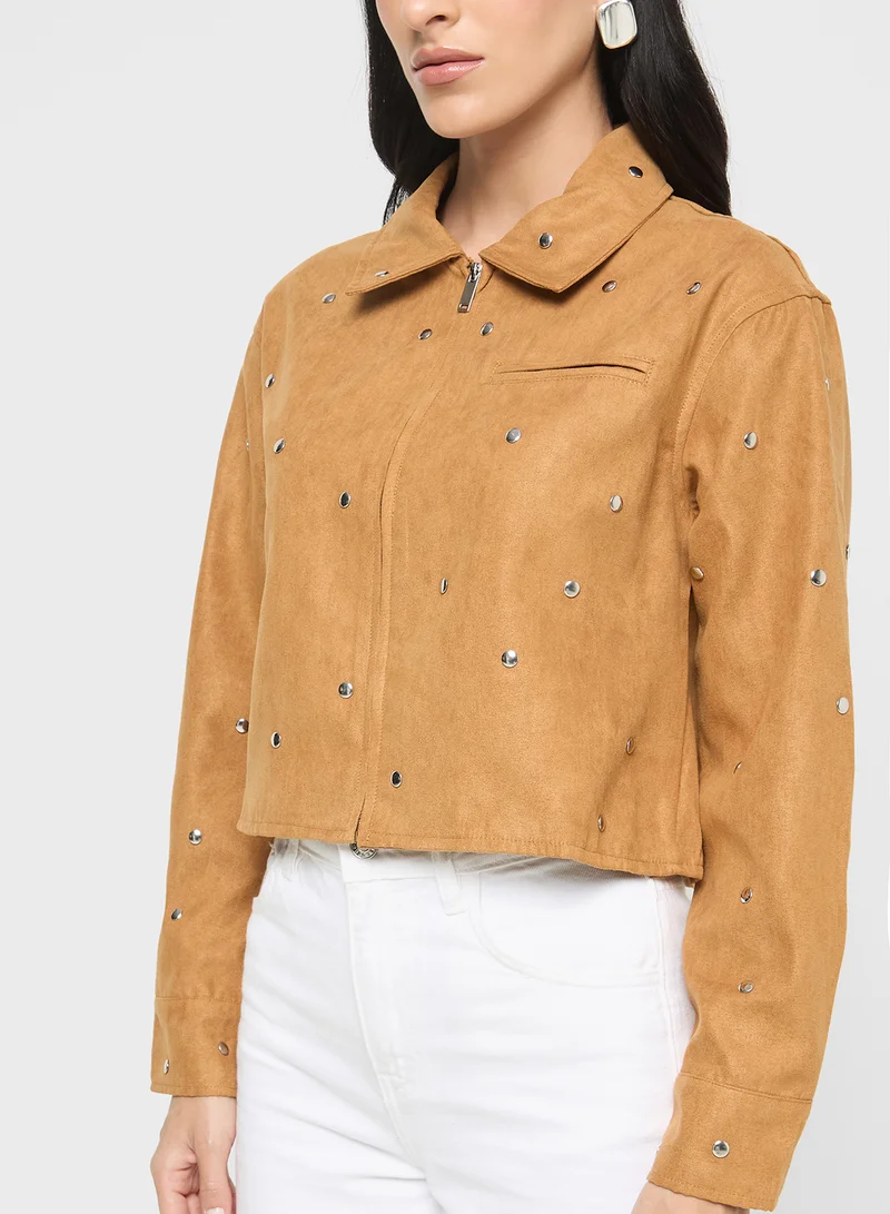 ELLA Emebllished Zipper Jacket