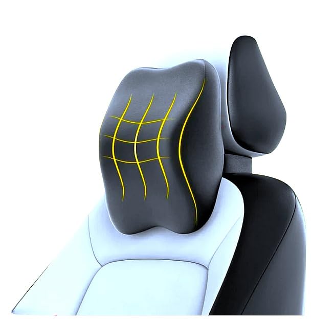 PROTEGO Universal Memory Foam Car Neck Rest Pillow with Washable Velvet Cover | Relieves Neck Pain | Ergonomic Support Orthopedic Cushion Ultra Soft| for All Hatchback SUV Sedan Cars |Black (Medium) - Image 1