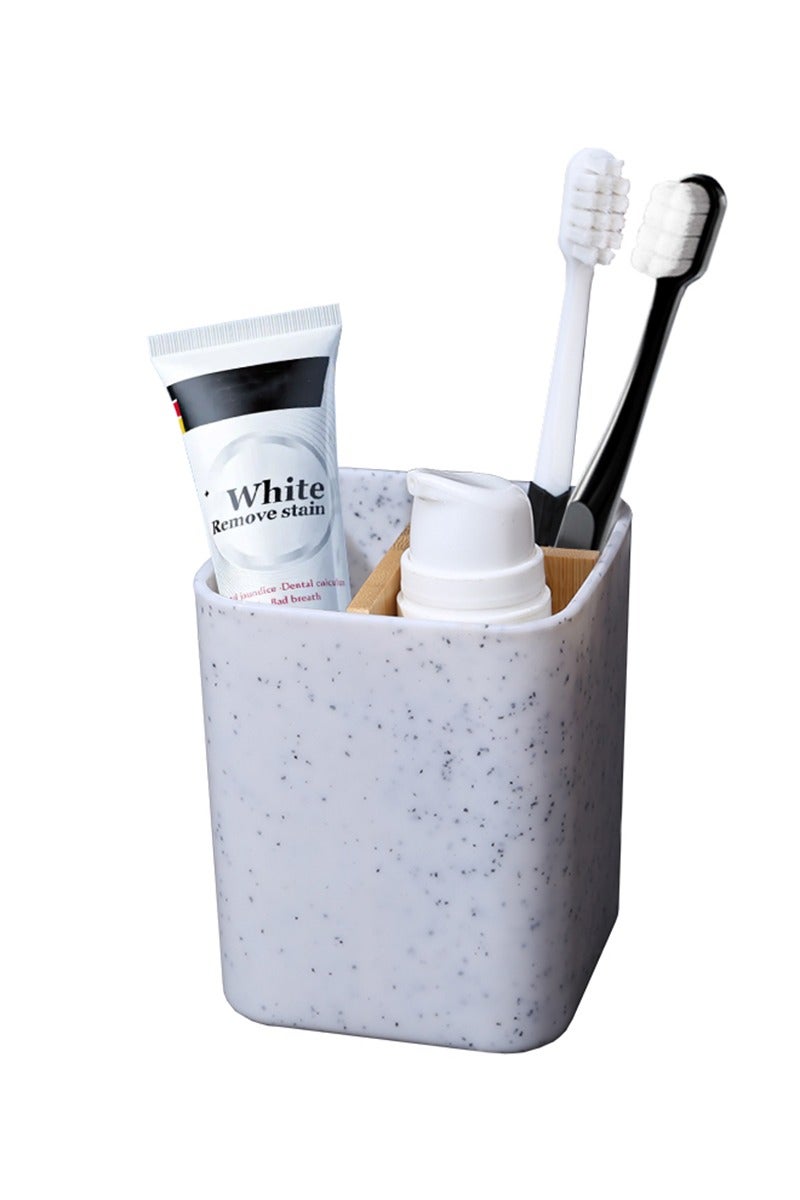 NayZaan Bamboo Toothbrush Holder with 3 Slots Countertop Organizer for Bathroom, Toilet, Living Room, Bedroom for Toothbrush, Razor, Toothpaste (White) - Image 1