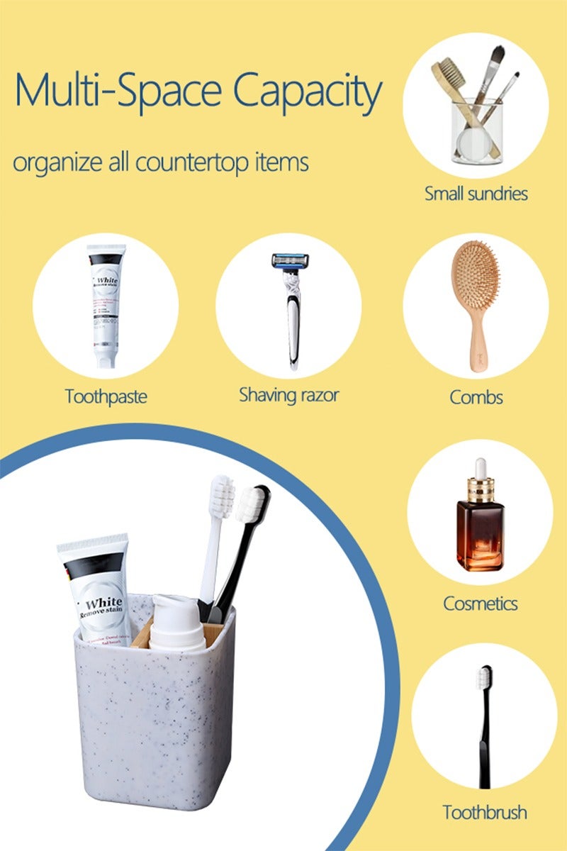 NayZaan Bamboo Toothbrush Holder with 3 Slots Countertop Organizer for Bathroom, Toilet, Living Room, Bedroom for Toothbrush, Razor, Toothpaste (White) - Image 3