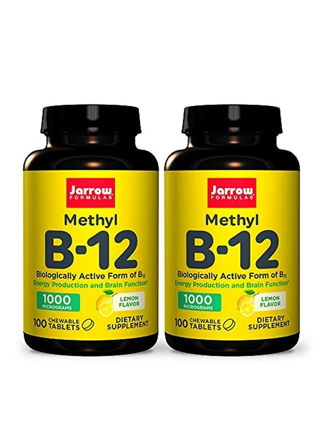 jarrow formulas - Methyl B12 1000 Mcg 100 Chewable Tablets Lemon Pack Of 2 Bioactive Vitamin B12 Supports Energy Production Brain Health & Metabolism Gluten Free 200 Total Servings - Image 1