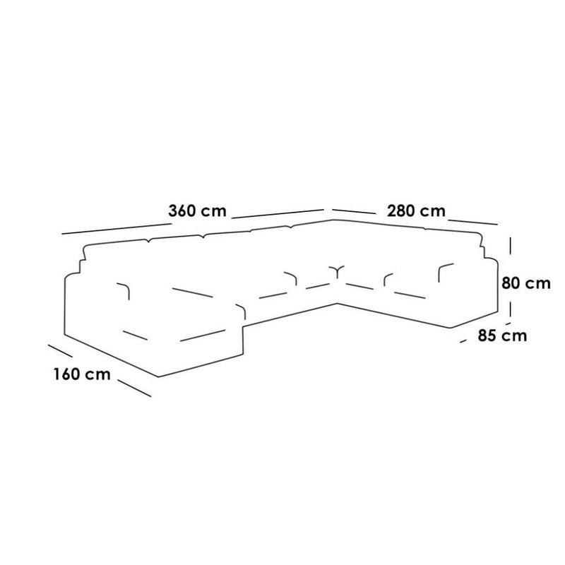 Betak Corner sofa 360 x 280 x 160 x 85 x 80 cm - gray - Image 2