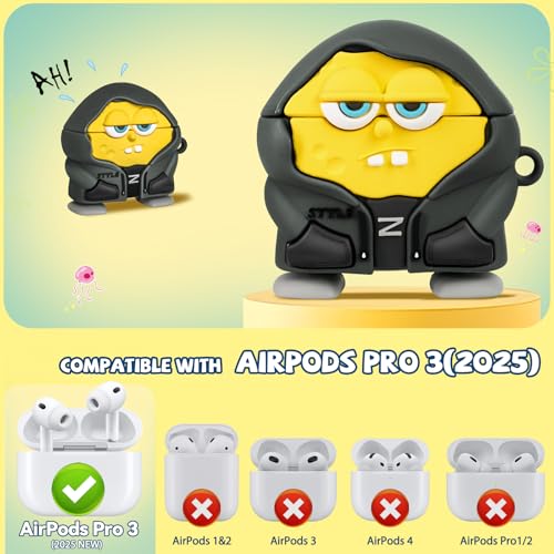 AIOPTO Cute Case for AirPods Pro 3 Case (2025) Funny 3D Cartoon Character Anime Kawaii Cool Silicone Cover Compatible with Airpods Pro 3rd Generation Case with Cleaner kit and Keychain for Women Girls Boys - Image 2