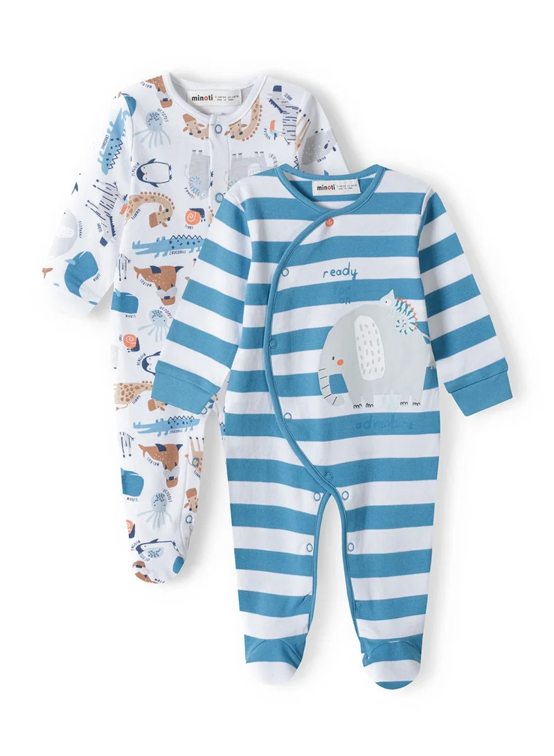 MINOTI 2-Pack Baby Boys Sleepsuits with Print and Easy Fastening