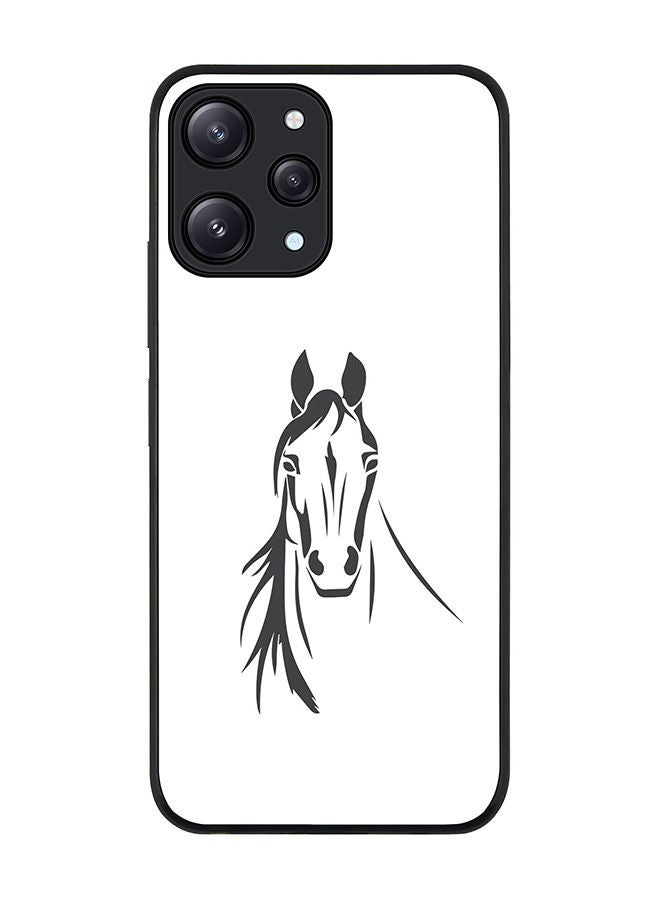 Stylizedd Rugged Black edge case for Xiaomi Redmi 12 4G, Slim fit Soft Case Flexible Rubber Edges Anti Drop TPU Gel Thin Cover -  Arabian Stallion - Image 1