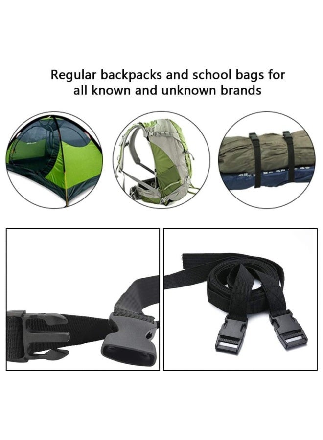 Heavy Duty Luggage and Cargo Straps, Adjustable Webbing Utility Straps for Outdoor Sports, Backpacking, Sleeping Bag Compression, and Bundling - 78 Inches, Black, 2 Pack - Image 4