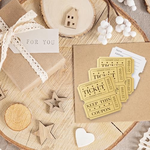 Amviner 1000 Golden Raffle Tickets Double Roll Tickets for Events, Classroom Reward, Carnivals, Family Games, Door Prizes, Entry, Bingo, Auction, Metallic Gold Foil Tickets - Image 5