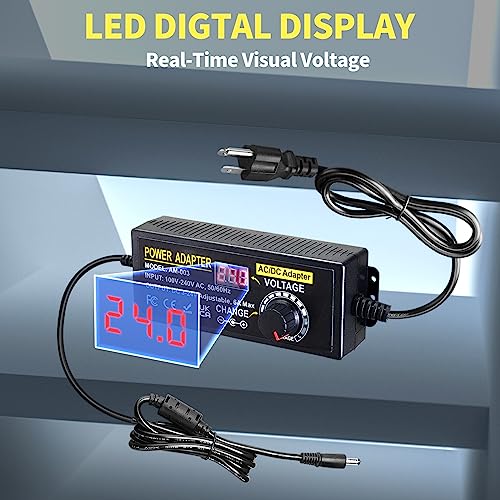 Meiyue 144W Adjustable Power Supply Adapter 3V~24V 6A Universal Variable Switching Power Adapter 100V-240V AC to DC Converter Transformer with 14 Tips&Polarity Converter3V 5V 6V 9V 12V 15V 16V 18V19V20V24V - Image 2