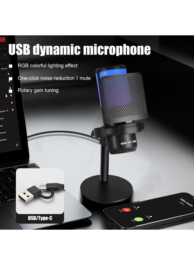 ميكروفون مكثف مكتبي ZFSZ MS15 RGB - USB Type-C، توصيل وتشغيل، للبث المباشر والألعاب والبودكاست - Image 2