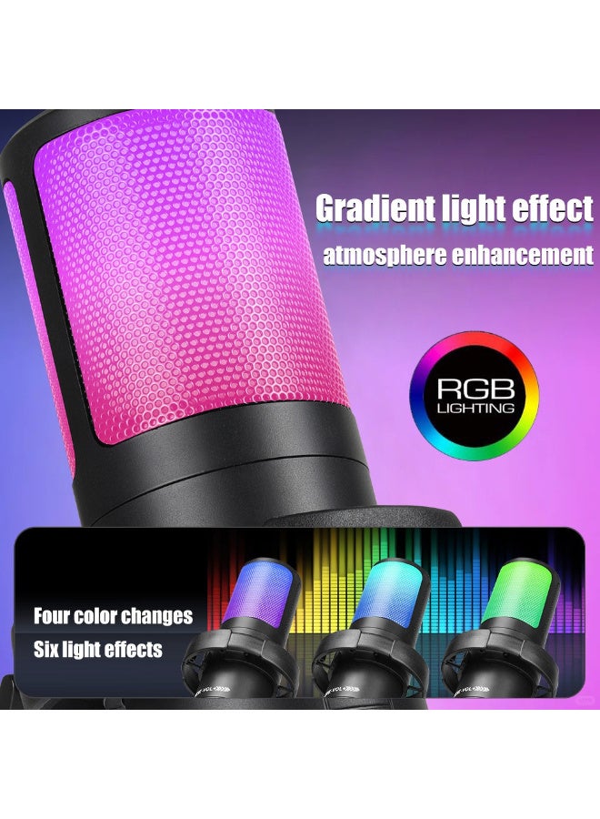 ميكروفون مكثف مكتبي ZFSZ MS15 RGB - USB Type-C، توصيل وتشغيل، للبث المباشر والألعاب والبودكاست - Image 4