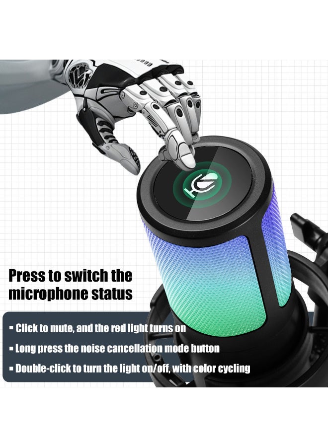 ميكروفون مكثف مكتبي ZFSZ MS15 RGB - USB Type-C، توصيل وتشغيل، للبث المباشر والألعاب والبودكاست - Image 5