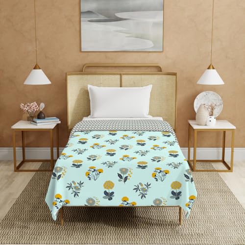 Urban Space 100% Cotton Malmal Single Bed Dohar, All Season Reversible Blanket, Soft, Lightweight and Breathable Ac Dohar/Quilt/Blanket/for Bed, Sofa AC Blanket (58 x 95 inch, Radiance Sky Blue) - Image 1