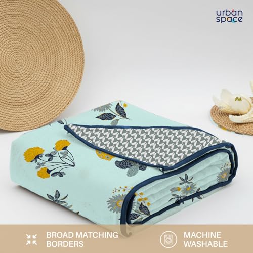 Urban Space 100% Cotton Malmal Single Bed Dohar, All Season Reversible Blanket, Soft, Lightweight and Breathable Ac Dohar/Quilt/Blanket/for Bed, Sofa AC Blanket (58 x 95 inch, Radiance Sky Blue) - Image 5
