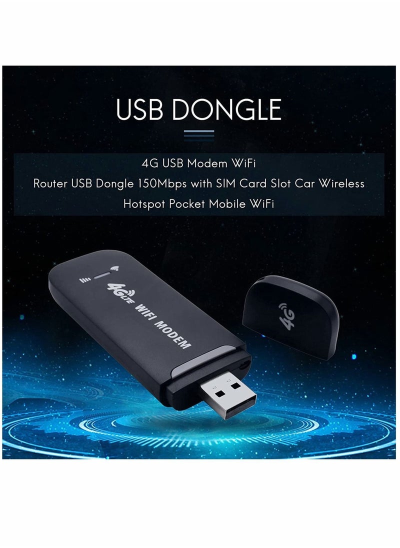 Generic - Portable USB Wifi Dongle, 4G USB Modem WiFi Router USB Dongle 150Mbps with SIM Card Slot Car Hotspot Pocket Mobile WiFi - Image 1