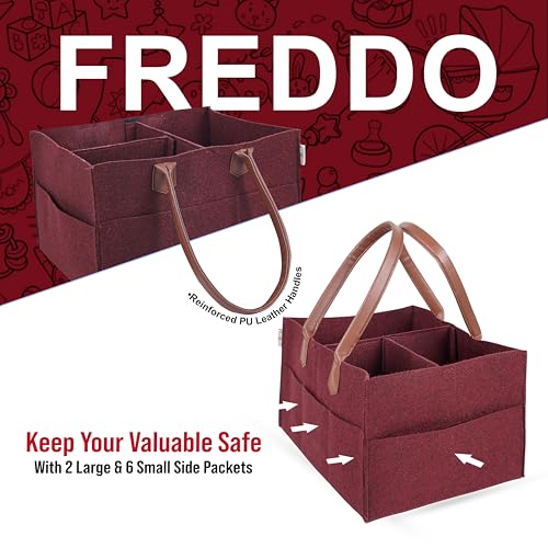 FREDDO Baby Diaper Caddy Organizer for Car Travelling and Nursery Storage Bin Felt Regular Size -MAROON Color, Pack of 1 Piece - Image 3