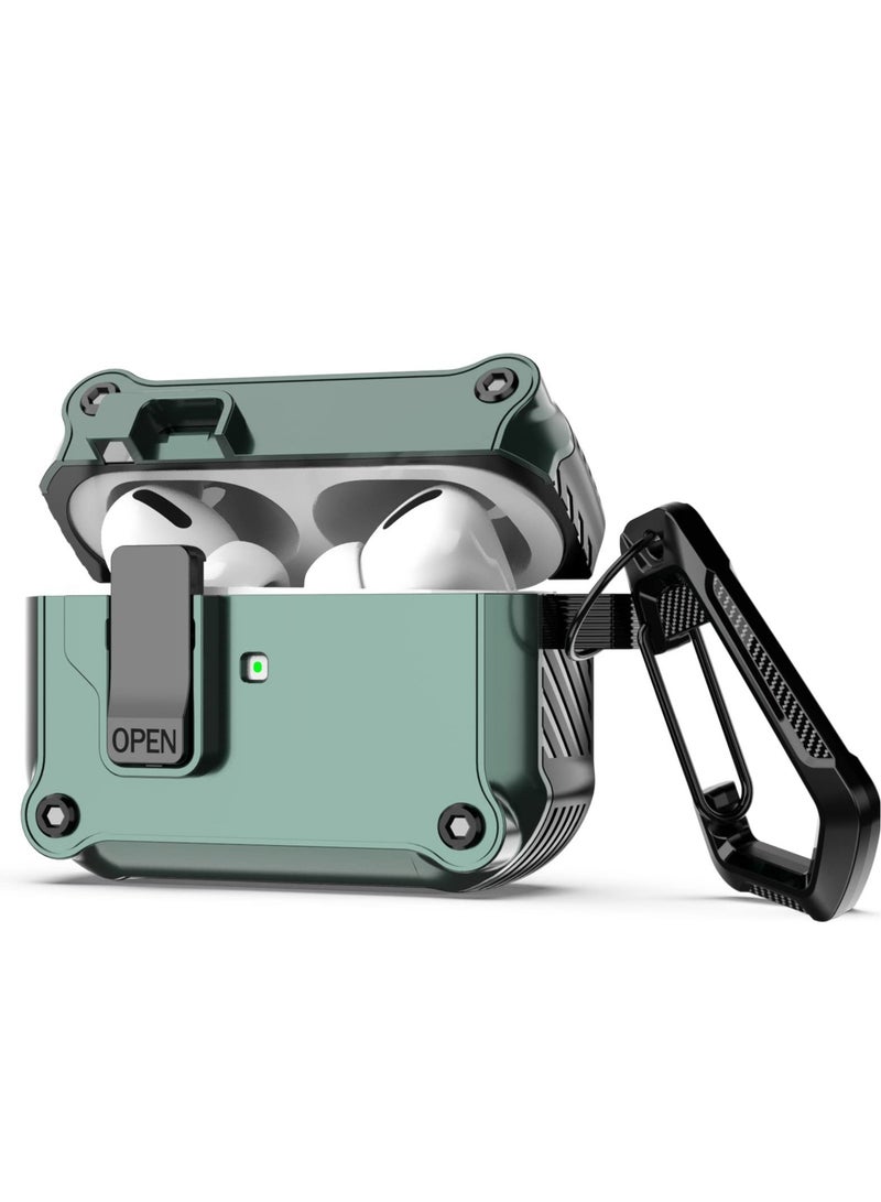 Suntown Airpods Pro Case Cover, [Secure Lock] Olytop Armor Full-Body Rugged AirPod Pro Protective Case Men with Carabiner, Cool Air pods Pro Shockproof Shell Case for Apple Airpods Pro 2019 - Image 1
