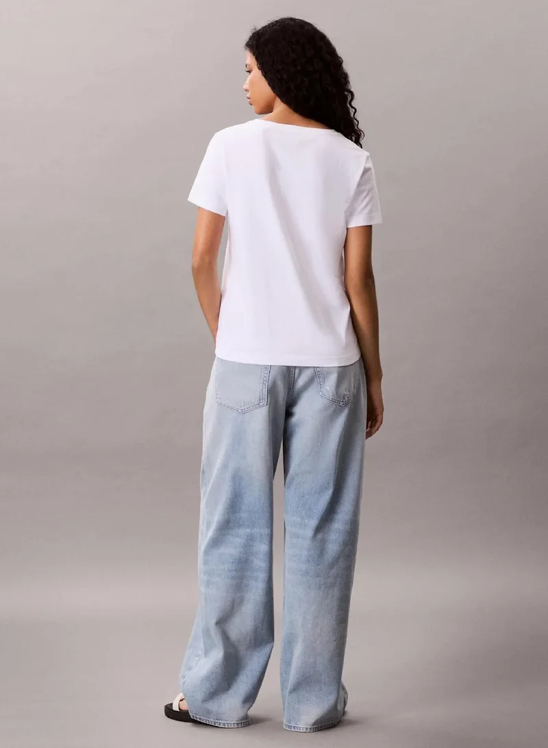 Calvin Klein Bright White Monogram Logo Tee for Women | Best Price UAE