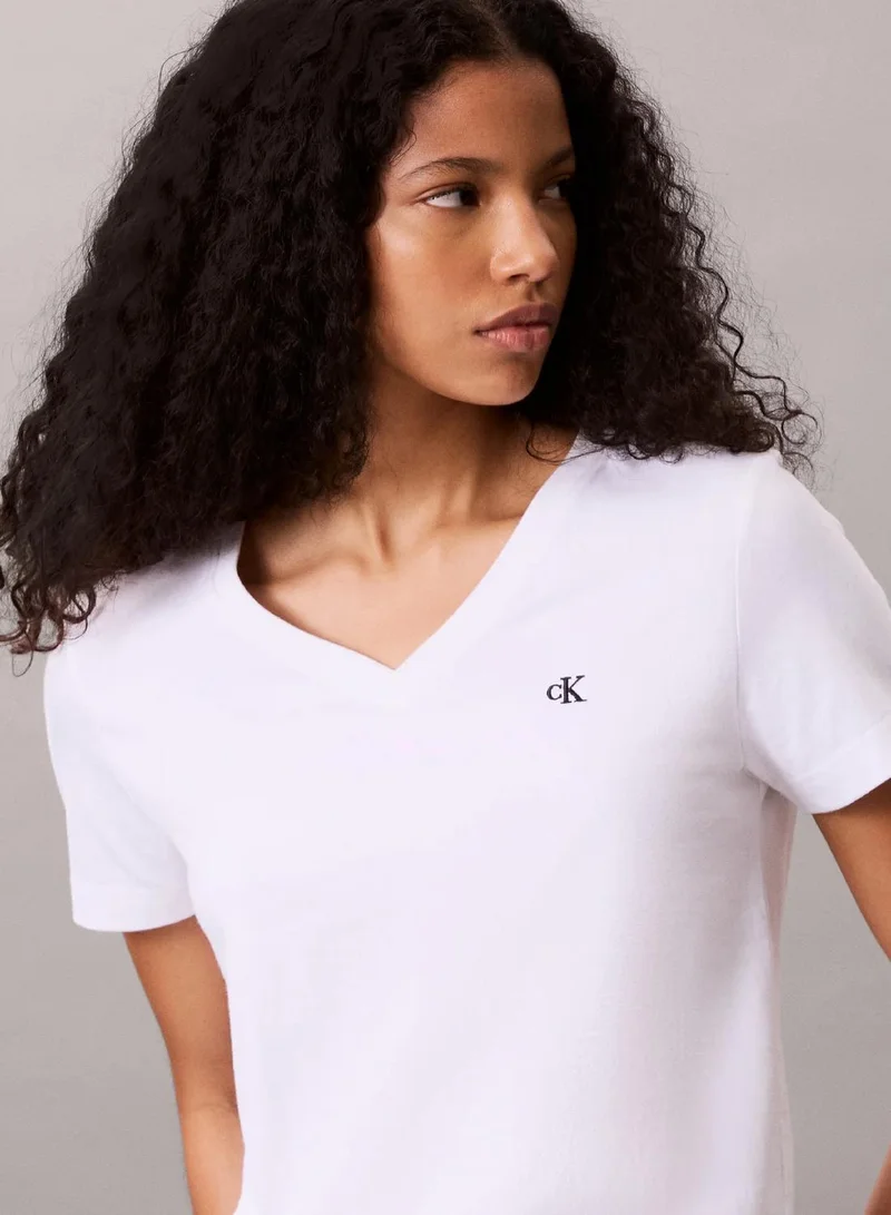 Calvin Klein Bright White Monogram Logo Tee for Women | Best Price UAE