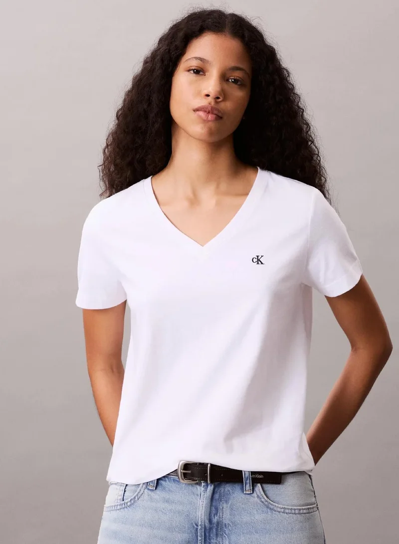 Calvin Klein Bright White Monogram Logo Tee for Women | Best Price UAE