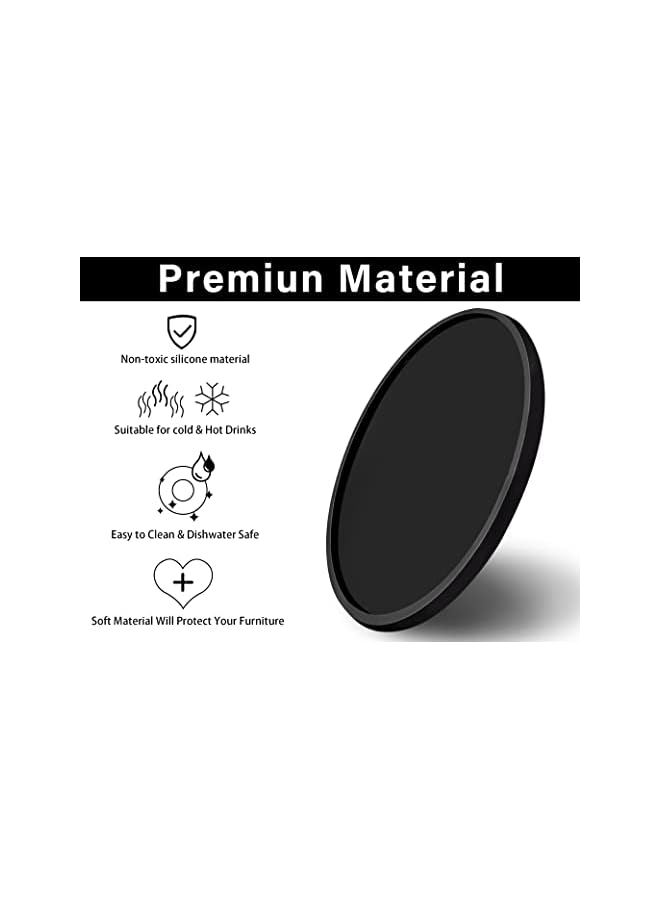 The Bros Silicone Black Drink Coasters,for Coffee Mugs Cups, Prevent Furniture from Dirty Scratched in Home Kitchen Office Use(Set of 8 Pieces) 6243 - Image 2