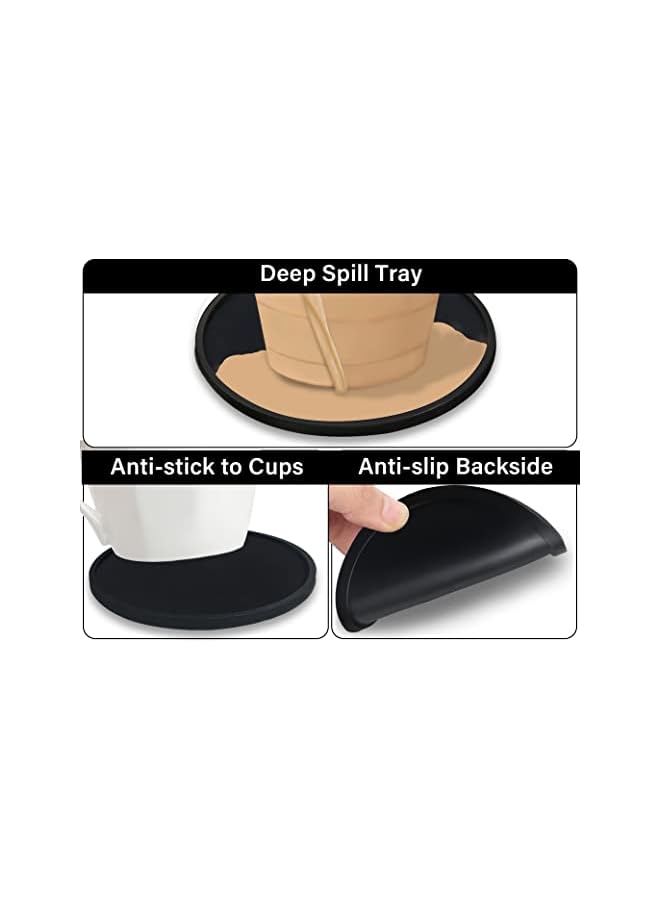 The Bros Silicone Black Drink Coasters,for Coffee Mugs Cups, Prevent Furniture from Dirty Scratched in Home Kitchen Office Use(Set of 8 Pieces) 6243 - Image 3