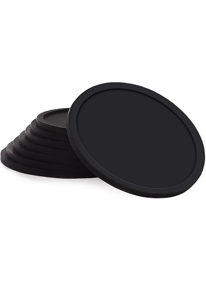 The Bros Silicone Black Drink Coasters,for Coffee Mugs Cups, Prevent Furniture from Dirty Scratched in Home Kitchen Office Use(Set of 8 Pieces) 6243 - Image 1