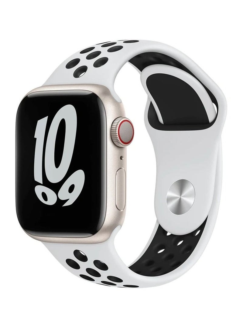 CATANES Replacement Band Silicone Strap Sport for Apple Watch 44mm / 45mm / 49mm Wrist Band Replacement Smart Watch Band White/Black - Image 1