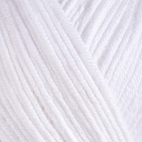 Estako Happy Cotton, 60% Cotton 40% Acrylic Yarn, Soft, Fine/Sport (2) for Crochet and Knitting 1.76 Oz (50g) / 180 Yrds (165m) (4110 - White) - Image 2