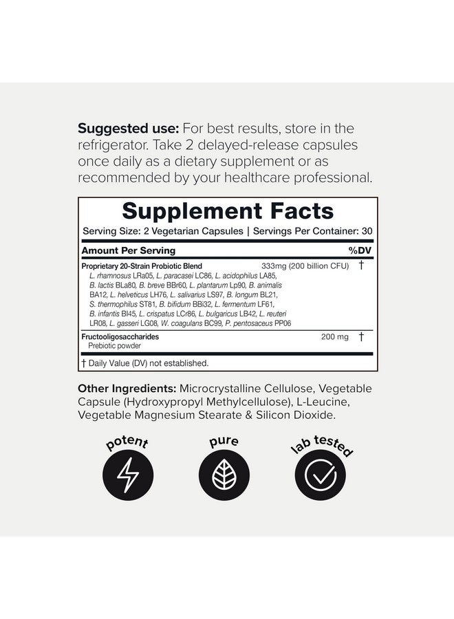 Toniiq Ultra High Potency Probiotics for Men - 200 Billion CFU & 20 Strains - Third Party Tested - Made in a GMP-Certified Facility - Prebiotics & Probiotics for Digestive and Immune Health - 60 Veggie Caps  - Image 2