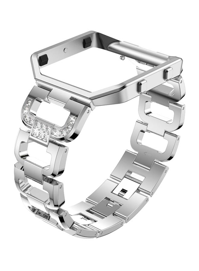 Voberry Replacement Band Strap With Frame For Fitbit Blaze Silver - Image 1