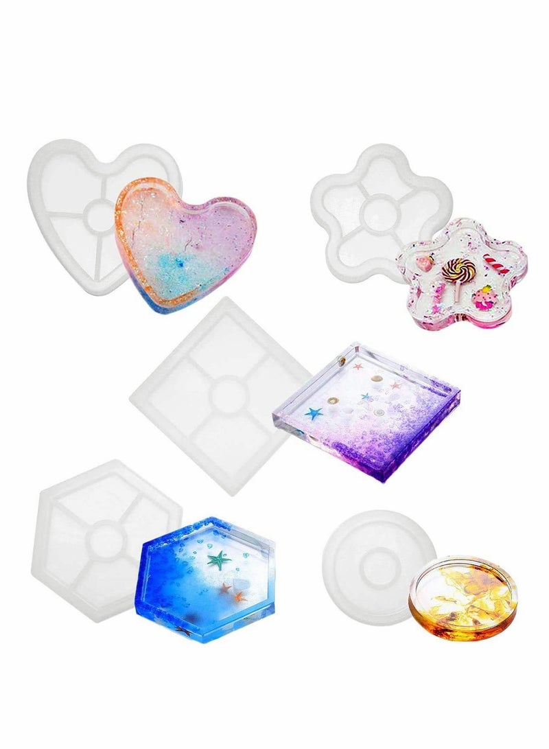 Excefore Resin Mould, Resin Silicone Mould Coaster Condensation Edge Resin Casting Kit Silicone Moulds for Resin DIY Art Supplies Jewelry Making Craft Jewelry Crafting Modeling Mould, 5Pcs - Image 1