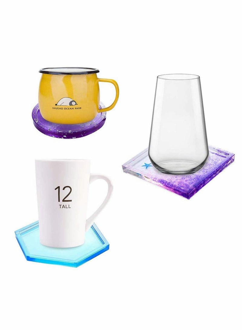 Excefore Resin Mould, Resin Silicone Mould Coaster Condensation Edge Resin Casting Kit Silicone Moulds for Resin DIY Art Supplies Jewelry Making Craft Jewelry Crafting Modeling Mould, 5Pcs - Image 5