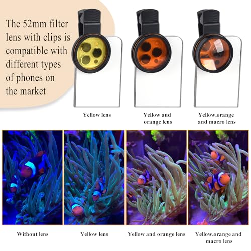 Weramics Coral Lens Aquarium Reef Filter Lens Kits for Phone 8 Coral Lenses Kit Including Orange Gradual-Orange Yellow Gradual-Yellow Pink Macro Start and Polarized CPL len - Image 5