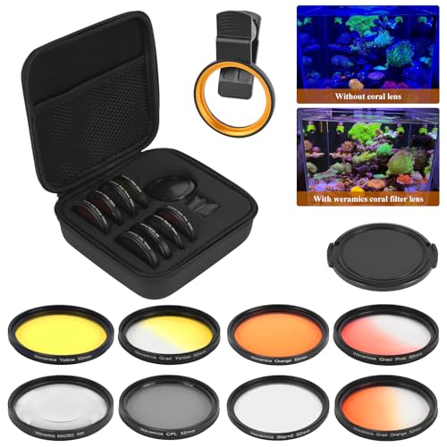 Weramics Coral Lens Aquarium Reef Filter Lens Kits for Phone 8 Coral Lenses Kit Including Orange Gradual-Orange Yellow Gradual-Yellow Pink Macro Start and Polarized CPL len - Image 1
