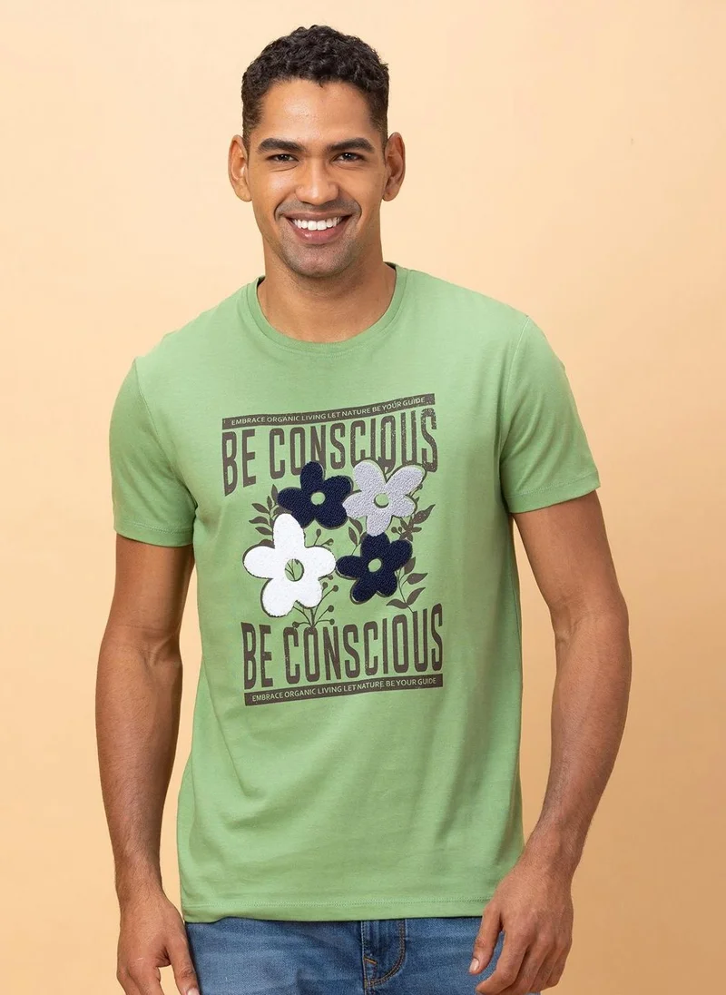 بيينغ هيومان Printed Raw Edge Pure Cotton T-shirt