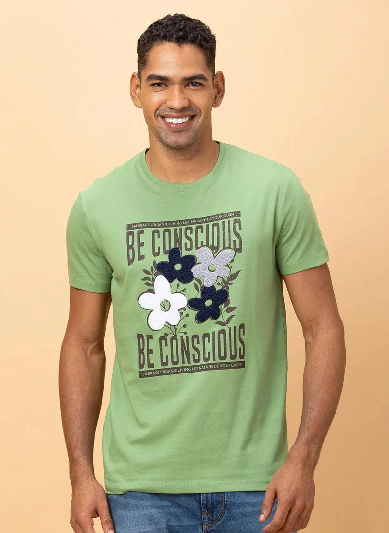 بيينغ هيومان Printed Raw Edge Pure Cotton T-shirt