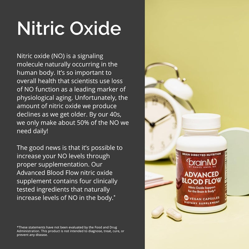 BRAINMD Advanced Blood Flow  60 Vegan Capsules  Nitric Oxide Support for The Brain  Body  Gluten Free  30 Servings - Image 5