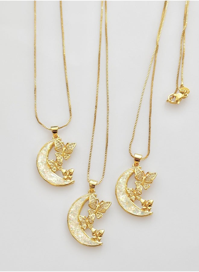 Generic Butterfly on the Moon Opal Necklace for women  - Image 1