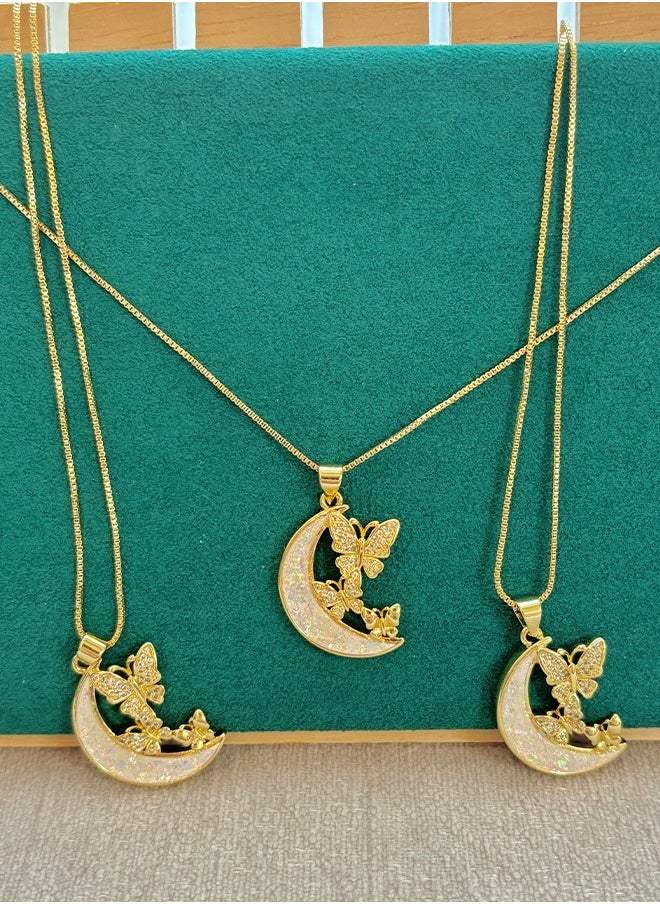 Generic Butterfly on the Moon Opal Necklace for women  - Image 3
