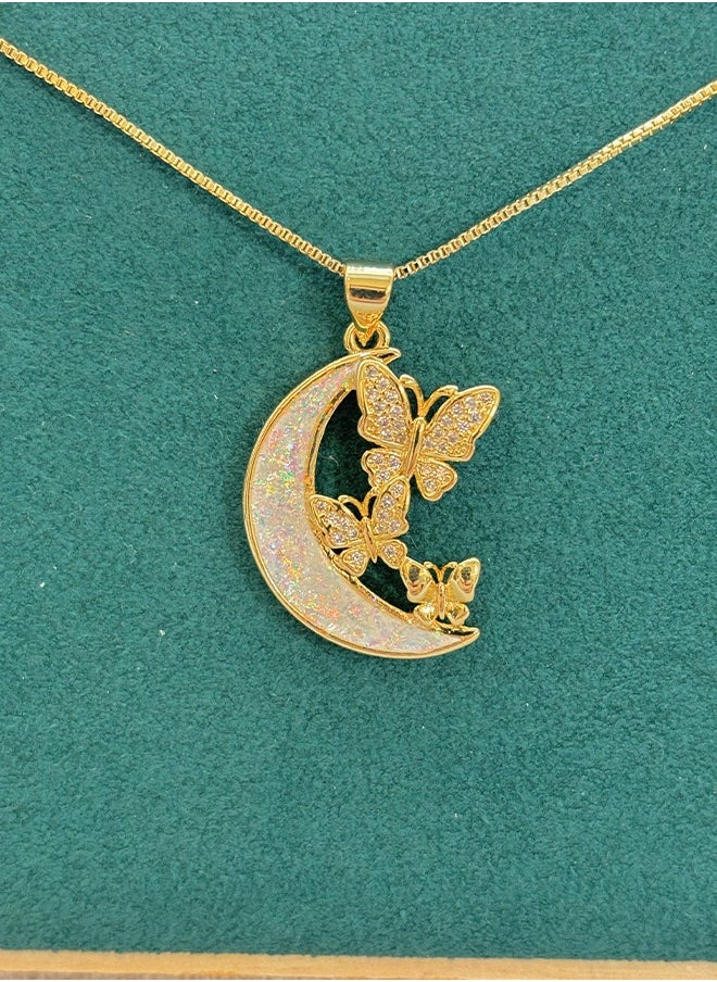 Generic Butterfly on the Moon Opal Necklace for women  - Image 4