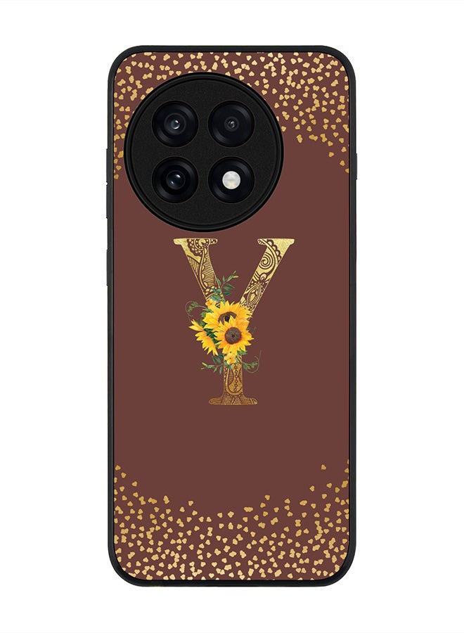 Stylizedd For OnePlus 13R / Ace 5 Pro Case,Slim fit Camera Protection, Shockproof Thin Phone cover  - Custom Floral Monogram - Y  (Brown )