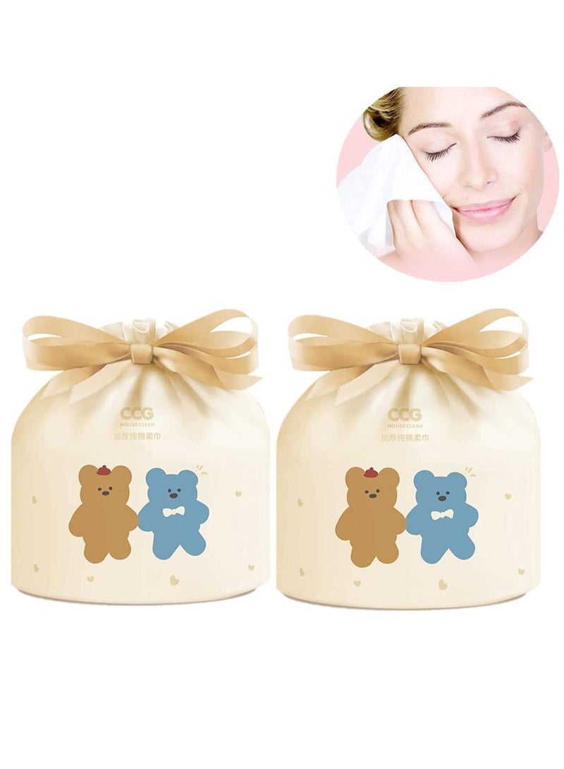 Pure Cotton Dry Wipes, Soft Baby Face Tissues Disposable Face Towel, Cotton Tissues for Sensitive Skin, Unscented Cleaning Facial Towels Make-Up Remover Wipes, Disposable Beauty Towels 150 pieces - Image 1