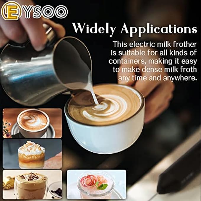 EYSOO Handheld Milk Frother Electric Milk Frother Battery Operated Milk Foam Maker Mini Milk Foamer With Stainless Steel Stand Drink Mixer Whisk For Coffee Cappuccino Matcha Egg Hot Chocolate - Image 5