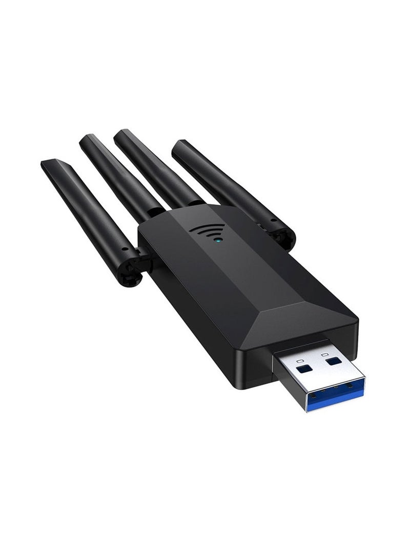 GO-DES Adapter GD-BT318 Dual Band 1200m 300Mbps 4 Antennas Wireless Internet Provider USB for Desktop Black  - Image 2
